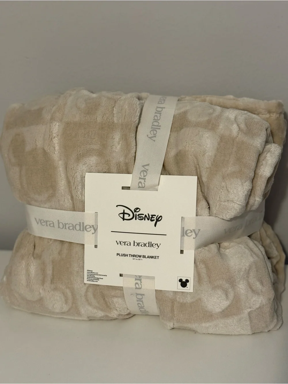 Vera Bradley x Disney Plush Throw Blanket in Beige and Cream